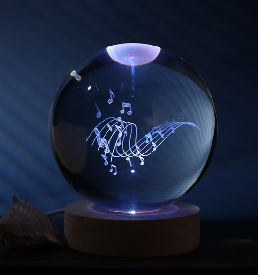 Sfera di vetro 3D con Led RGB Multicolore cavo USB a tema MUSIC