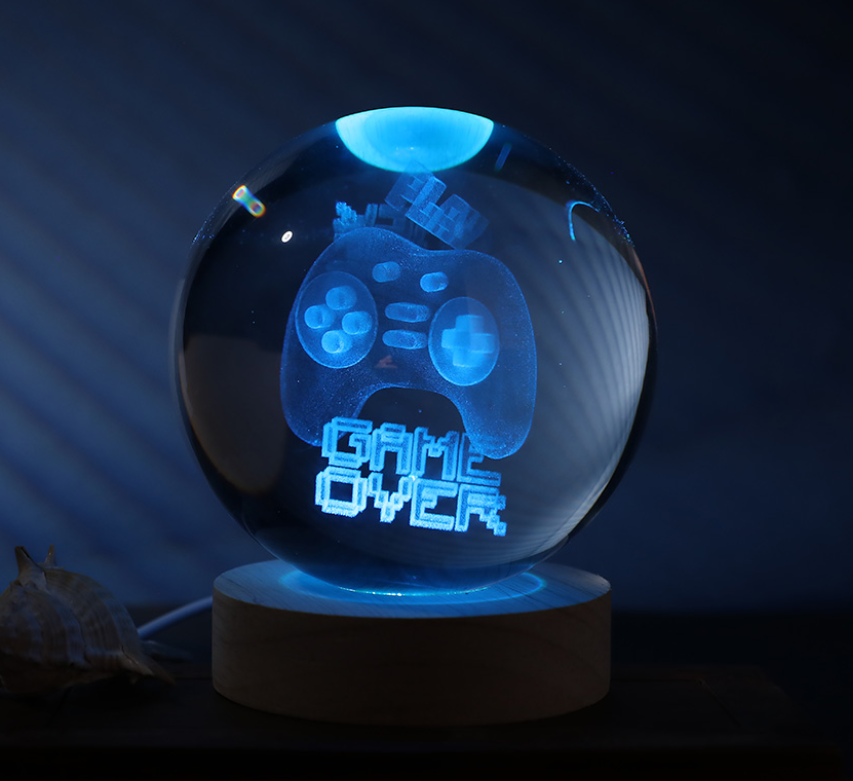 Sfera di vetro 3D con Led RGB Multicolore cavo USB a tema GAMER