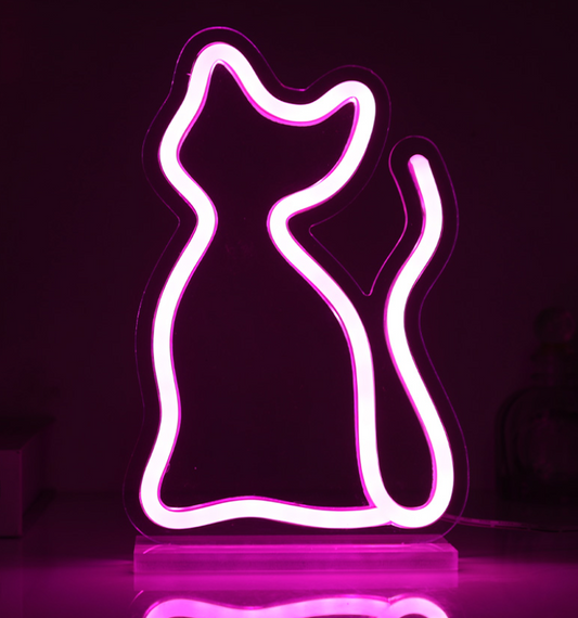 Insegna LED USB con base Gatto