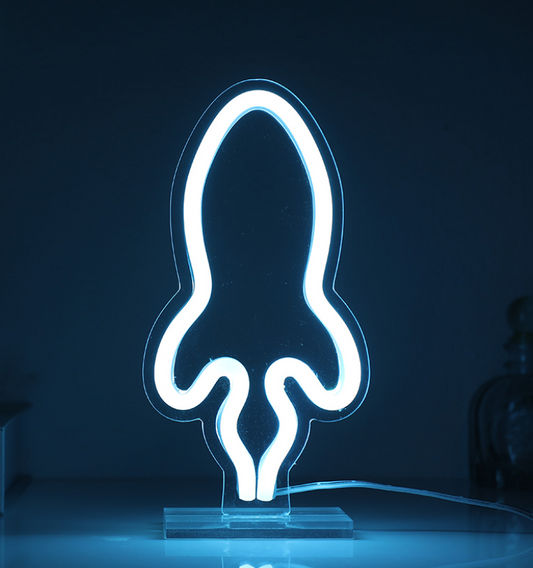 Insegna LED USB con base Razzo