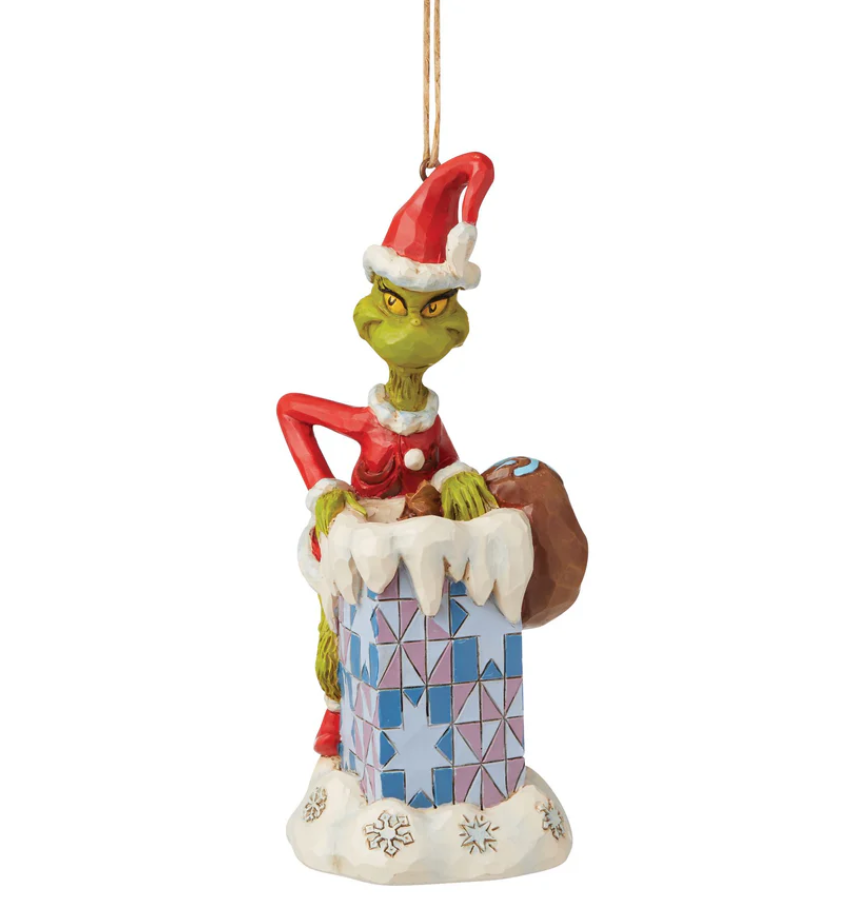 Statuetta Addobbo Grinch nel camino Jim Shore