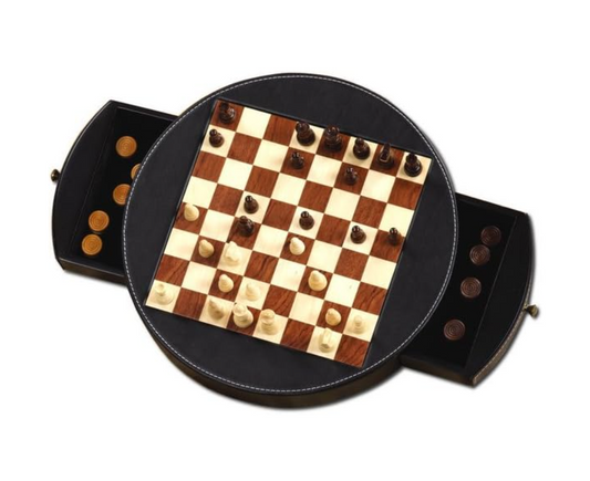 Scacchi e Dama legno e pelle Magnetica 30cm