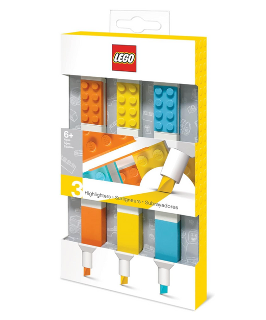 Set di 3 evidenziatori Lego - Giallo, Arancio, Celeste