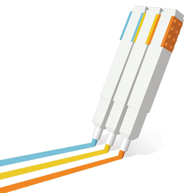 Set di 3 evidenziatori Lego - Giallo, Arancio, Celeste