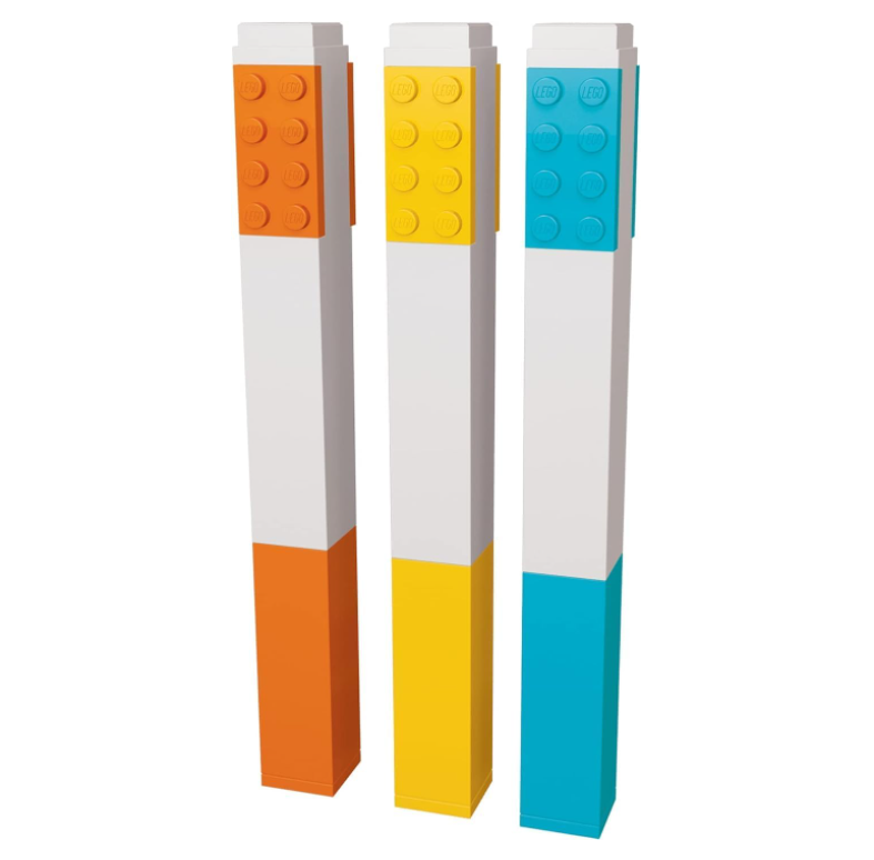 Set di 3 evidenziatori Lego - Giallo, Arancio, Celeste