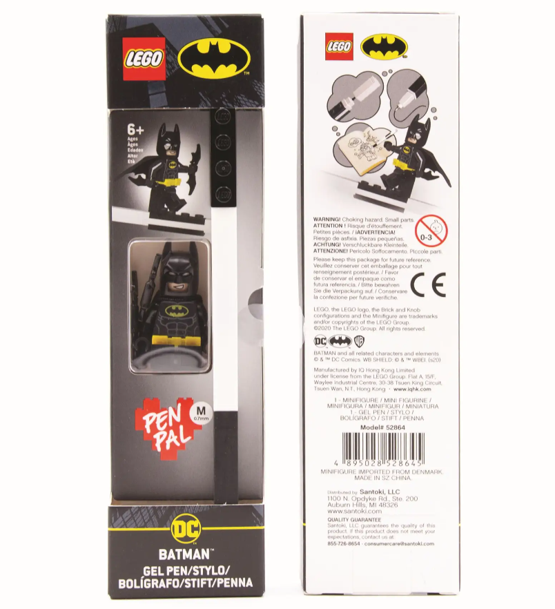 Penna Gel Nero Lego + Minifigure Batman