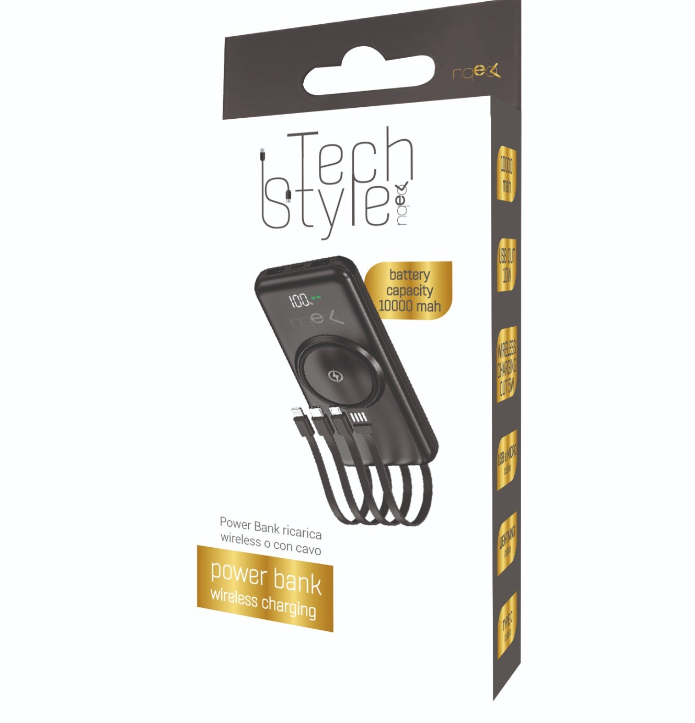 Power Bank Wireless, Cavo, 10000mAh