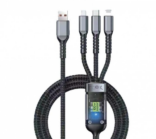 Cavo di ricarica 3 in 1 - Lightning/ Type C/ Micro USB 1mt 100W/5V/3A