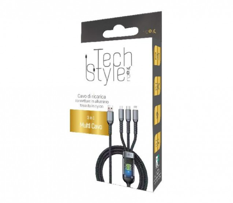 Cavo di ricarica 3 in 1 - Lightning/ Type C/ Micro USB 1mt 100W/5V/3A