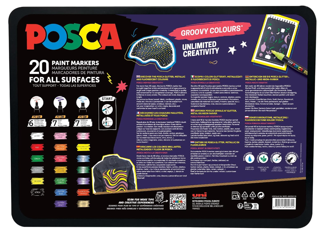 Uni Posca Gift Box 20 colori Groovy