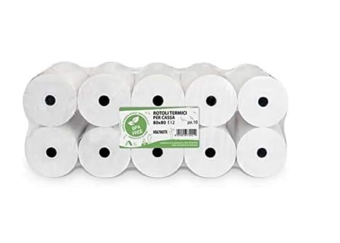 Rotoli Termici per cassa f.to 80x80mt Blister da 10 pezzi