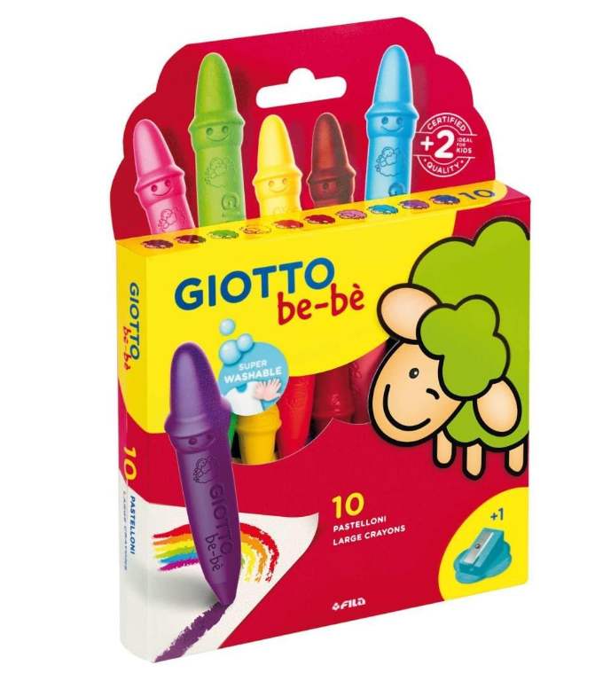 Giotto be-bè 10 Pastelloni a cera lavabili + temperino