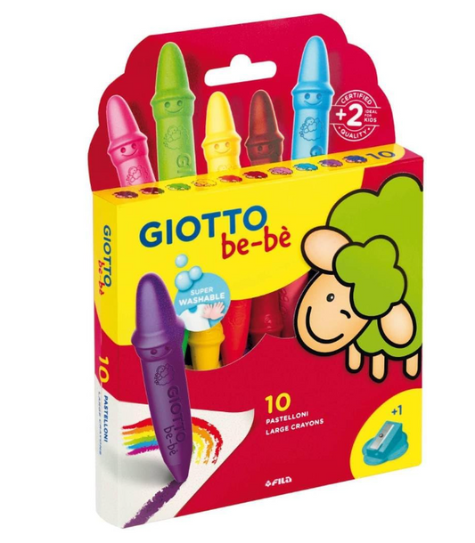 Giotto be-bè 10 Pastelloni a cera lavabili + temperino
