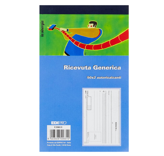 Blocco ricevuta generica 50x2 autoricalcante f.to 9,9x17 EDIPRO E5563C