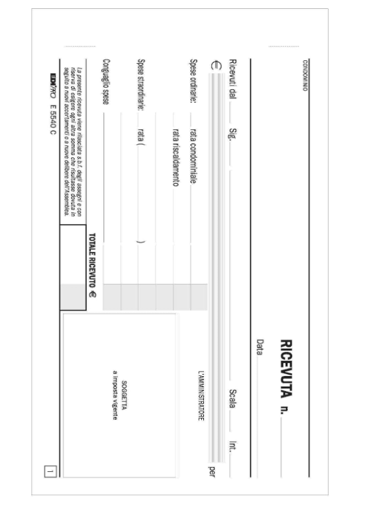 Blocco ricevuta di condominio 50x2 autoricalcante f.to 9,9x17 EDIPRO - E5540C