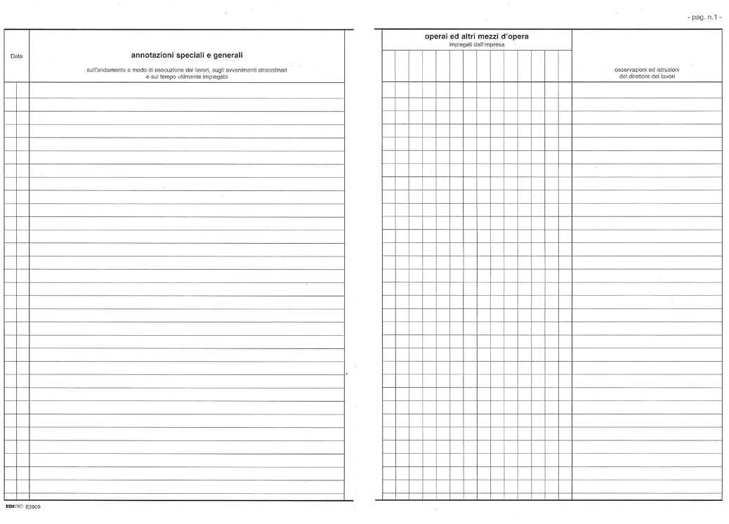 Registro Giornale Dei Lavori 47 Pagine Numerate EDIPRO E2909