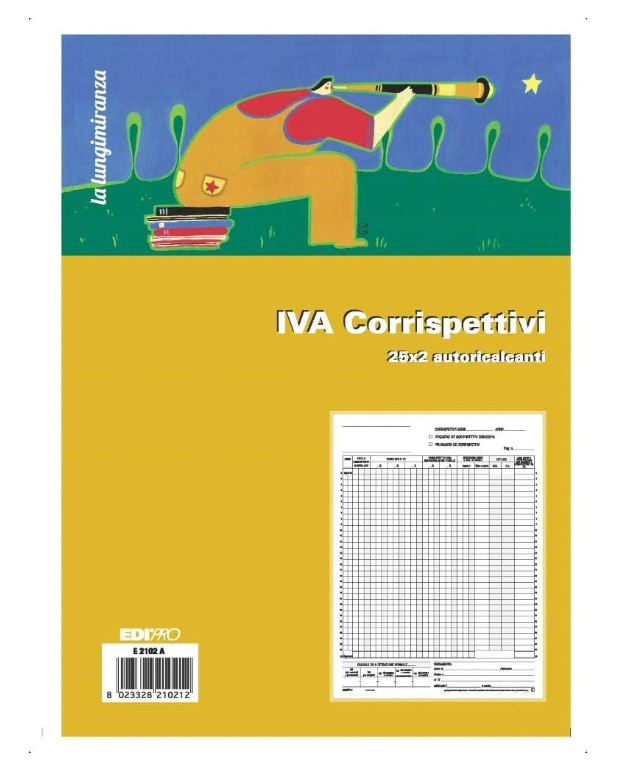 Registro prima nota IVA corrispettivi 25x2 autoricalcante f.to 29,7x22,5 EDIPRO - E2102A