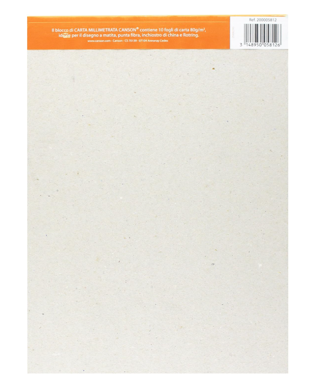 Blocco di Carta Millimetrata 10 Fogli 80Gr/M2 Formato A4 Canson