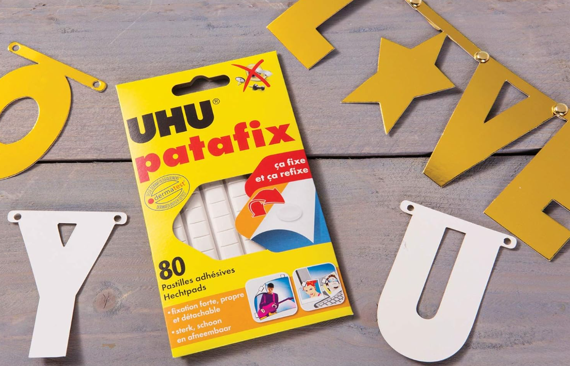 Gomma adesiva removibile, UHU Patafix 41710 - Bianco, confezione da 80 gommini