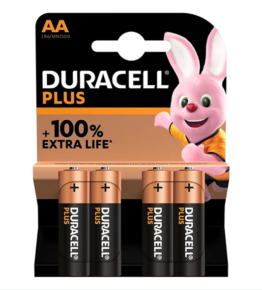 Batteria Stilo AA 1,5V Duracell Plus Blister 4 pezzi