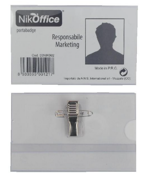 Porta badge con spilla formato 9x5,5cm