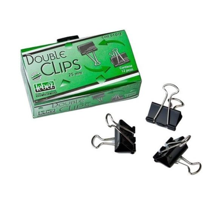 Molle Fermacarte Double Clip da 25 mm confezione da 12 pezzi