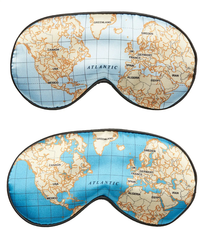 Maschera per dormire ultra morbida Mappe Blu Celeste
