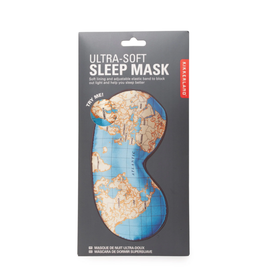 Maschera per dormire ultra morbida Mappe Blu Celeste