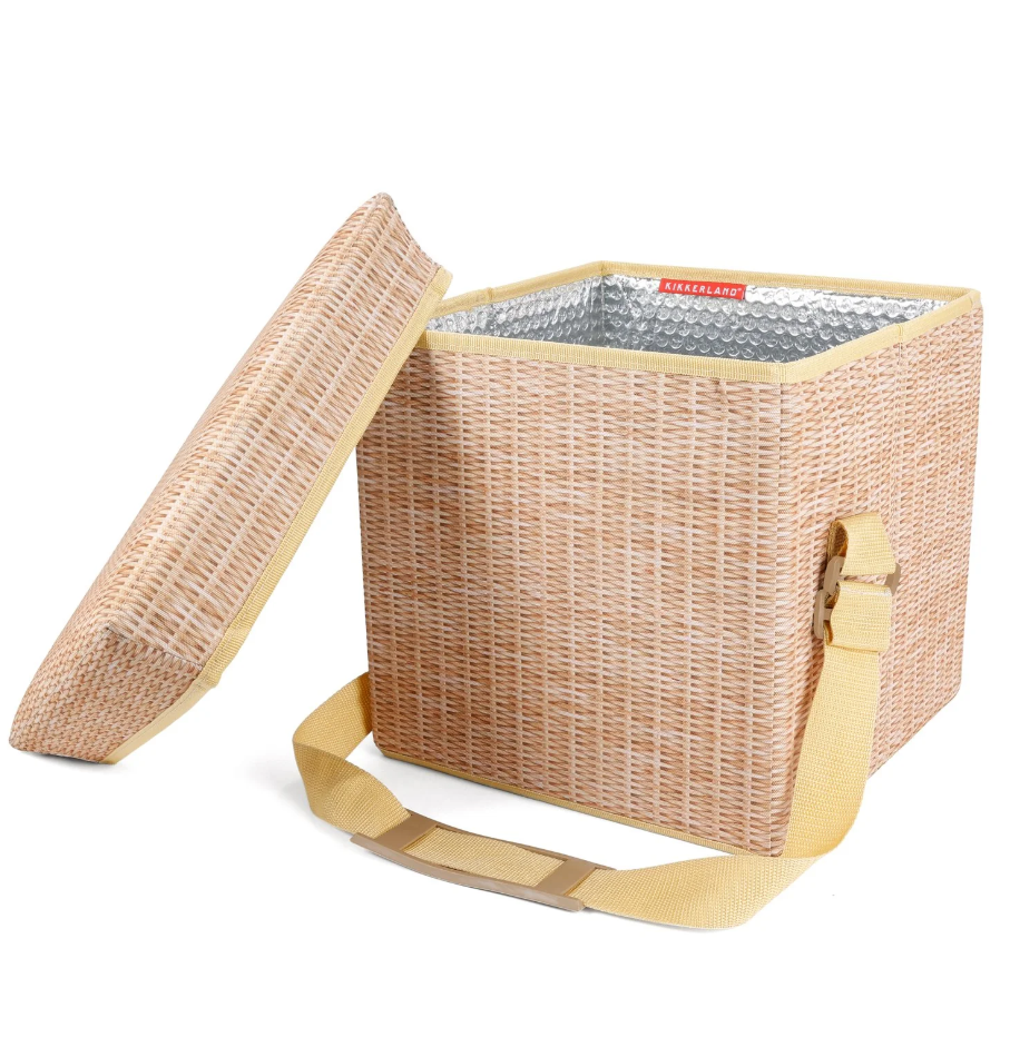 Borsa refrigerante e sedile per picnic in vimini 22 litri, mantiene caldo e freddo fino a 4 ore