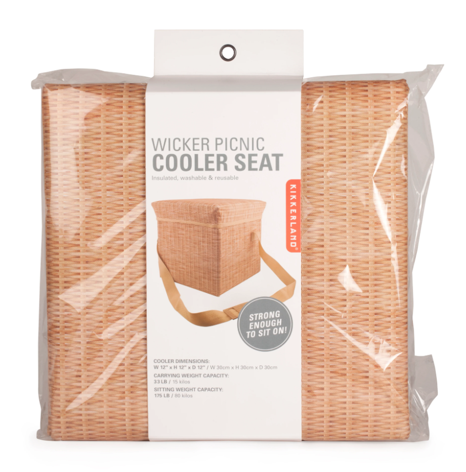 Borsa refrigerante e sedile per picnic in vimini 22 litri, mantiene caldo e freddo fino a 4 ore