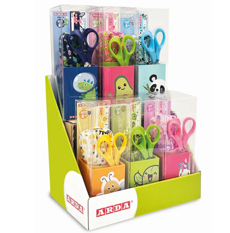 Kit portapenne con temperino, forbici e righello Unicorno
