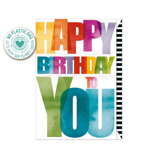 Biglietto doppio + busta augurale Compleanno Happy Birthday