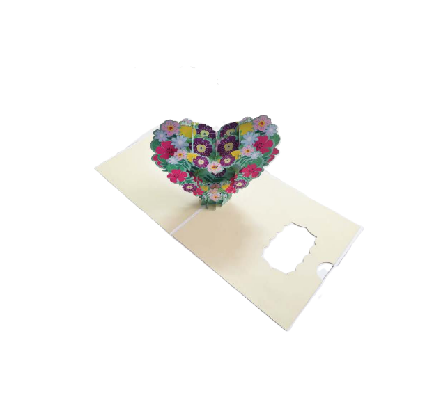 Biglietto Augurale Origami Cuore Rose