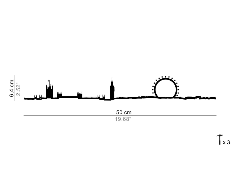 Skyline Londra Profilo in Acciaio Nero 50cm