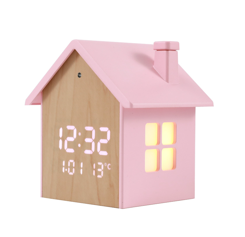 Sveglia a forma di Casetta rosa pastello