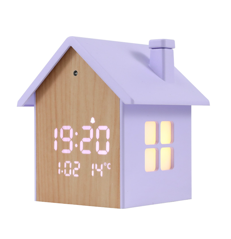 Sveglia a forma di Casetta viola pastello