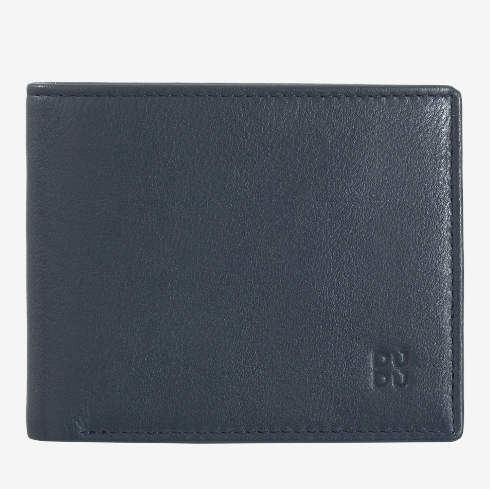 Portafoglio uomo in pelle RFID p/monete Colorful Navy - Azzorre - DùDù