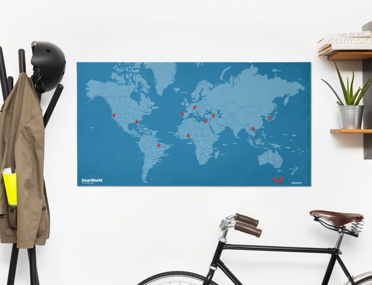 Mappa da parete DearWorld with country names Standard Blue