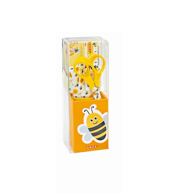 Kit portapenne con temperino, forbici e righello Unicorno