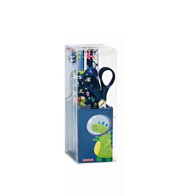 Kit portapenne con temperino, forbici e righello Unicorno