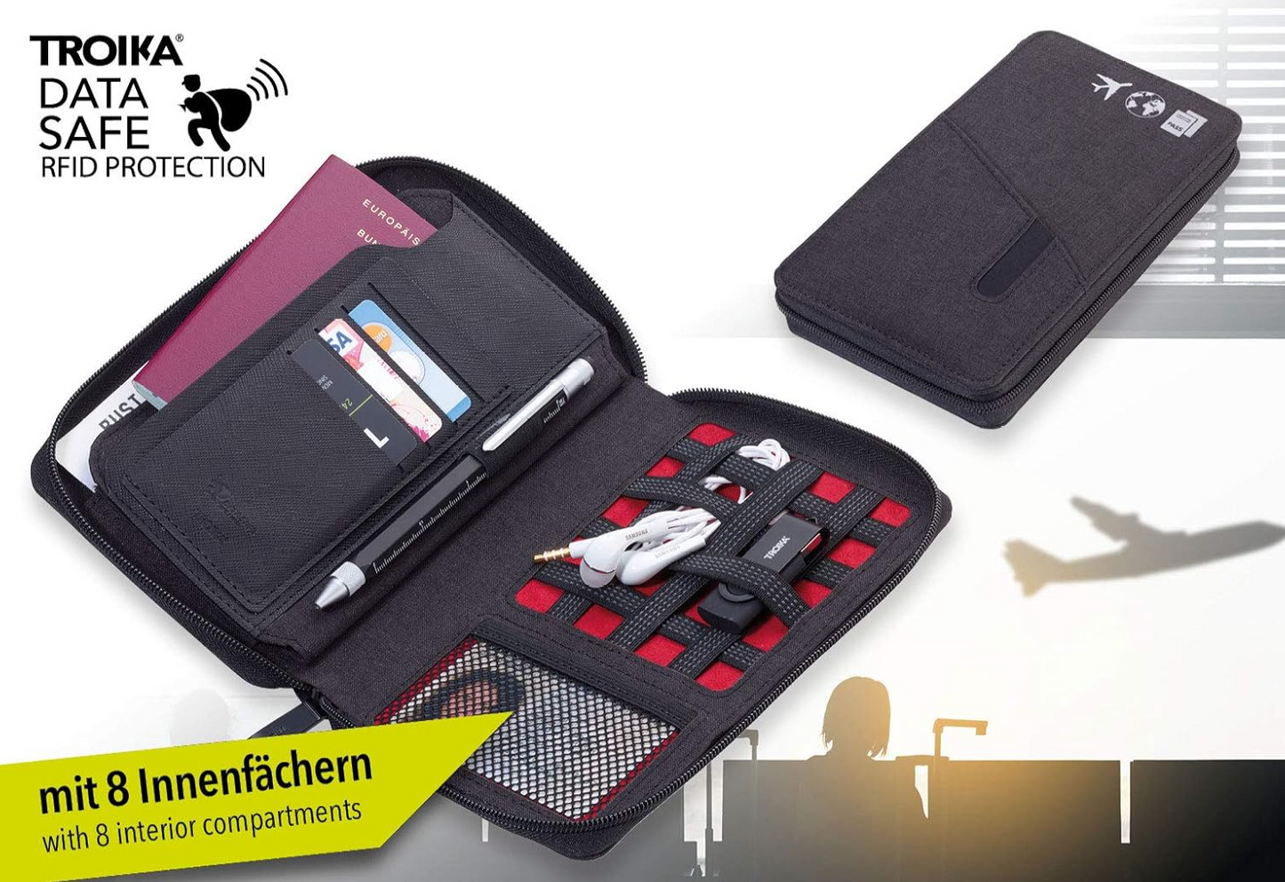 Organizer/Astuccio da viaggio nero "CARGOSAFE"