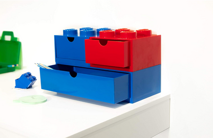Cassetto da scrivania con 4 pomelli, impilabile, piccolo, BLU