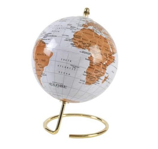 Mappamondo bianco e oro