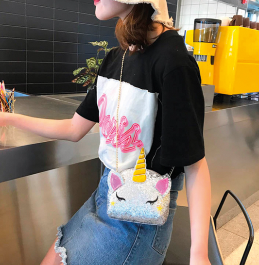 Pochette con tracolla Unicorno Nera