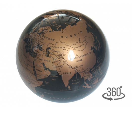 Mappamondo rotante nero e oro