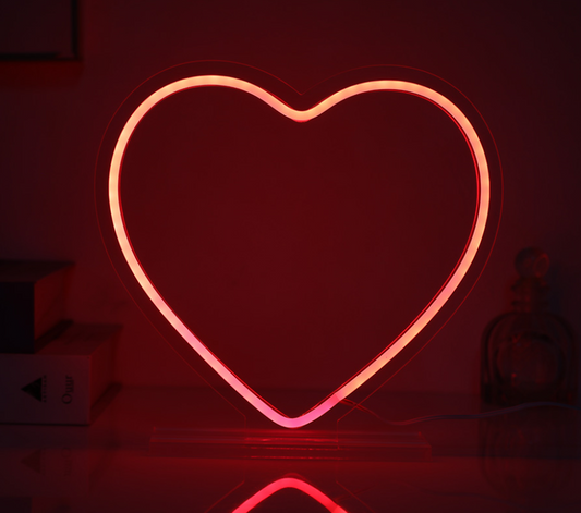 Insegna LED USB con base Cuore