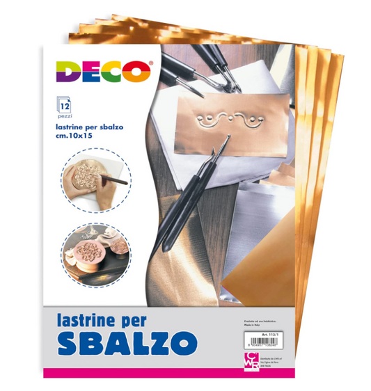 Blocco 12 Lastrine per Sbalzo in formato A4 Alluminio anodizzato Rame