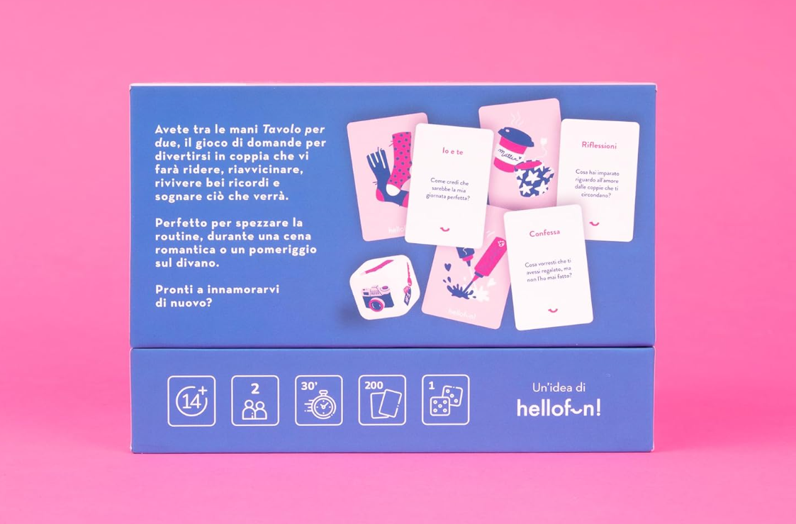 Hellofun! - Tavolo per due | 200 domande per innamorarsi di nuovo | 6 categorie | Il gioco in cui a vincere siete sempre voi due