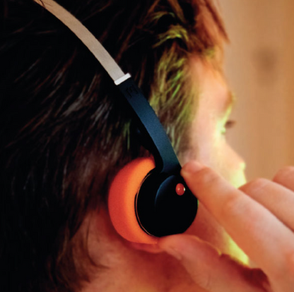 Cuffie anni 80  Mondo Freestyle Defunc wireless nere - arancio