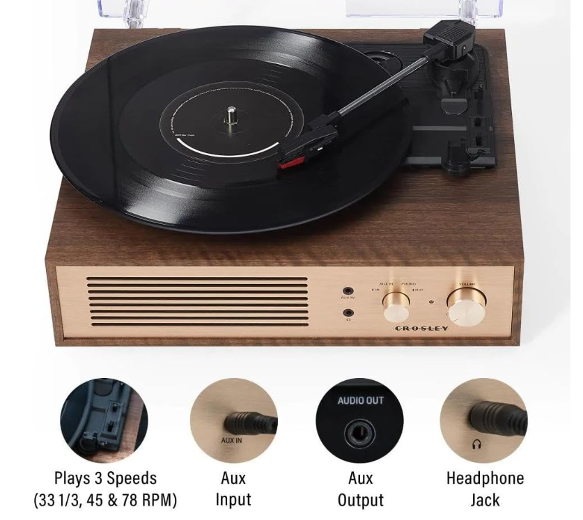 Giradischi in Legno Crosley Miles Record Player 33/45/78 giri